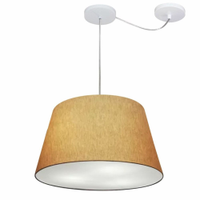 Pendente Cone Com Desvio Md-4279 Cúpula Tecido 21/30x40cm Palha - Bivolt