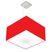 Pendente Quadrado Md-4075 Cúpula em Tecido 30-50x50cm Vermelho - Bivolt