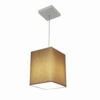 Pendente Quadrado Md-4007 Cúpula em Tecido 25/16x16cm Palha - Bivolt