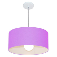 Pendente Cilíndrico 4052 Cúpula em Tecido 50x21cm Lilás - Bivolt