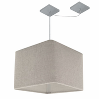 Pendente Quadrada C/ Desvio Md-4269 Cúpula em Tecido 30/40x40cm Rústico Cinza - Bivolt