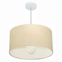 Pendente Cilíndrico Md-4069 Cúpula em Tecido 50x30cm Algodão Crú - Bivolt