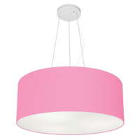 Pendente Cilíndrico Md-4047 Cúpula em Tecido 50x21cm Rosa Bebê - Bivolt
