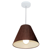 Pendente Cone Md-4028 Cúpula em Tecido 25-30x12cm Café - Bivolt