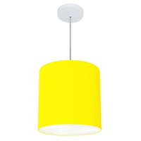 Pendente Cilíndrico Md-4036 Cúpula em Tecido 30x31cm Amarelo - Bivolt