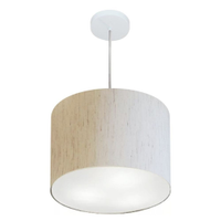 Pendente Cilíndrico Md-4212 Cúpula em Tecido 40x30cm Linho Bege - Bivolt