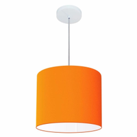 Pendente Cilíndrico Md-4054 Cúpula em Tecido 30x21cm Laranja - Bivolt