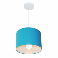 Pendente Cilíndrico Md-4113 Cúpula em Tecido 30x25cm Azul Turquesa - Bivolt