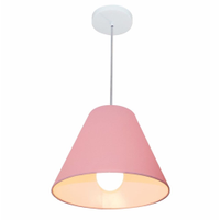 Pendente Cone Md-4028 Cúpula em Tecido 25-30x12cm Rosa Bebê - Bivolt