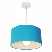 Pendente Cilíndrico Md-4031 Cúpula em Tecido 40x21cm Azul Turquesa - Bivolt