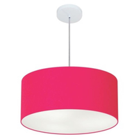 Pendente Cilíndrico Md-4101 Cúpula em Tecido 60x30cm Rosa Pink - Bivolt