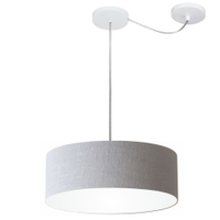 Pendente Cilíndrico Com Desvio Md-4255 Cúpula em Tecido 40x15cm Rústico Cinza - Bivolt