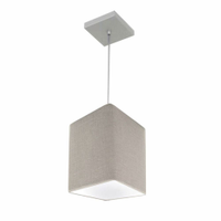Pendente Quadrado Md-4007 Cúpula em Tecido 25/16x16cm Rústico Cinza - Bivolt