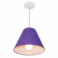 Pendente Cone Md-4028 Cúpula em Tecido 25-30x12cm Roxo - Bivolt
