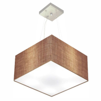 Pendente Quadrado Md-4195 Cúpula em Tecido 25-40x40cm Palha - Bivolt