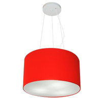 Pendente Cilíndrico Md-4009 Cúpula em Tecido 40x21cm Vermelho - Bivolt