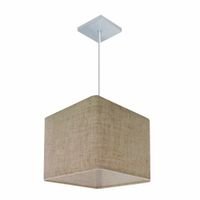 Pendente Quadrado Md-4058 Cúpula em Tecido 21/25x25cm Rústico Bege - Bivolt