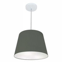 Pendente Cone Md-4155 Cúpula em Tecido 30/40x30cm Cinza Escuro - Bivolt