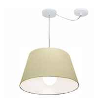 Pendente Cone Com Desvio Md-4273 Cúpula Tecido 21/30x40cm Palha - Bivolt