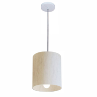 Pendente Cilíndrico Md-4200 Cúpula em Tecido 14x15cm Linho Bege - Bivolt
