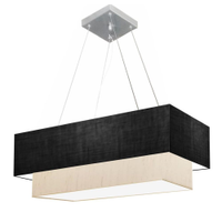 Pendente Duplo Retangular Vivare Md-4138 Cúpula em Tecido 70x30cm x 60x25cm PR/LLA - Bivolt