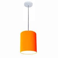 Pendente Cilíndrico Md-4036 Cúpula em Tecido 30x31cm Laranja - Bivolt