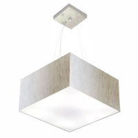Pendente Quadrado Md-4005 Cúpula em Tecido 21-35x35cm Linho Bege - Bivolt