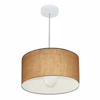 Pendente Cilíndrico Md-4031 Cúpula em Tecido 40x21cm Palha - Bivolt