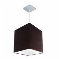 Pendente Quadrado Md-4051 Cúpula em Tecido 31/25x25cm Café - Bivolt