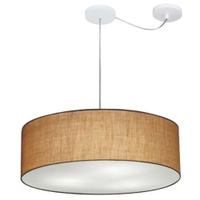 Pendente Cilíndrico Com Desvio Md-4259 Cúpula em Tecido 50x15cm Palha - Bivolt