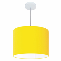 Pendente Cilíndrico Md-4146 Cúpula em Tecido 40x30cm Amarelo - Bivolt