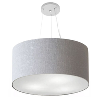 Pendente Cilíndrico Md-4189 Cúpula em Tecido 50x30cm Rústico Cinza - Bivolt