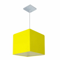 Pendente Quadrado Md-4058 Cúpula em Tecido 21/25x25cm Amarelo - Bivolt