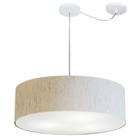 Pendente Cilíndrico Com Desvio Md-4259 Cúpula em Tecido 50x15cm Linho Bege - Bivolt