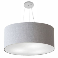 Pendente Cilíndrico Md-4074 Cúpula em Tecido 60x30cm Rústico Cinza - Bivolt