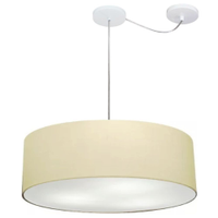 Pendente Cilíndrico Com Desvio Md-4259 Cúpula em Tecido 50x15cm Algodão Crú - Bivolt