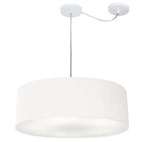 Pendente Cilíndrico Com Desvio Md-4259 Cúpula em Tecido 50x15cm Branco - Bivolt
