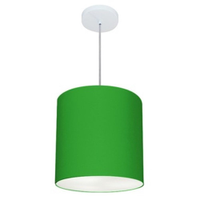 Pendente Cilíndrico Md-4036 Cúpula em Tecido 30x31cm Verde Folha - Bivolt