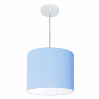 Pendente Cilíndrico Md-4054 Cúpula em Tecido 30x21cm Azul Bebê - Bivolt
