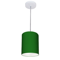 Pendente Cilíndrico Md-4012 Cúpula em Tecido 18x25cm Verde Folha - Bivolt