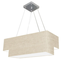 Pendente Duplo Retangular Vivare Md-4322 Cúpula em Tecido 99x40cm x 80x30cm Rústico Bege - Bivolt