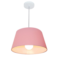 Pendente Cone Md-4039 Cúpula em Tecido 21-40x30cm Rosa Bebê - Bivolt