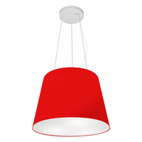 Pendente Cone Md-4152 Cúpula em Tecido 30/40x30cm Vermelho - Bivolt