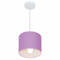 Pendente Cilíndrico Md-4046 Cúpula em Tecido 18x18cm Lilás - Bivolt