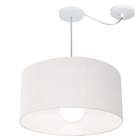 Pendente Cilíndrico Com Desvio Md-4232 Cúpula em Tecido 55x25cm Branco - Bivolt