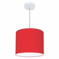 Pendente Cilíndrico Md-4054 Cúpula em Tecido 30x21cm Vermelho - Bivolt
