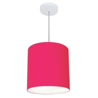 Pendente Cilíndrico Md-4036 Cúpula em Tecido 30x31cm Rosa Pink - Bivolt