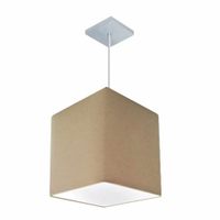 Pendente Quadrado Md-4051 Cúpula em Tecido 31/25x25cm Algodão Crú - Bivolt