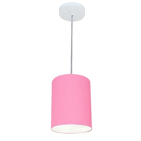 Pendente Cilíndrico Md-4012 Cúpula em Tecido 18x25cm Rosa Bebê - Bivolt