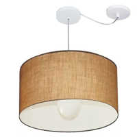Pendente Cilíndrico Com Desvio Md-4234 Cúpula em Tecido 60x30cm Palha - Bivolt